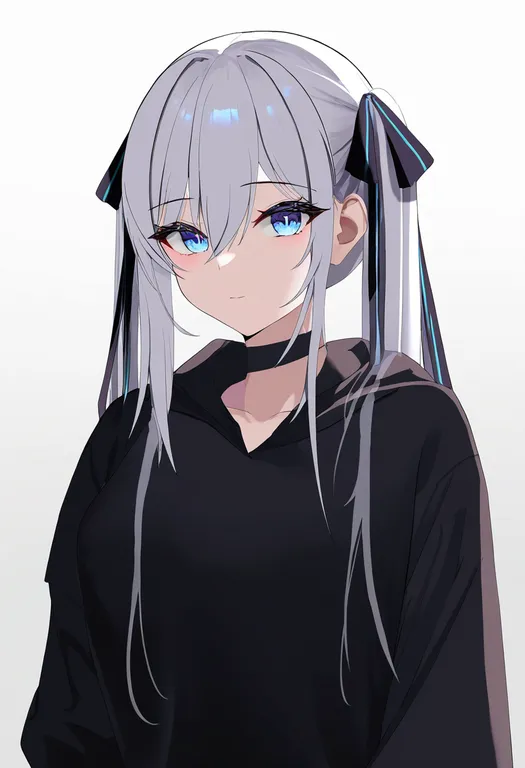 masterpiece, best quality, newest, absurdres, highres, safe, two-tone_ribbon, 1girl, solo, simple_background — by k3scat, made with ComfyUI