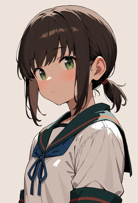 masterpiece, best quality, score_7, safe, fubuki kai ni (kancolle), solo, upper body, simple background — by k3scat, made with ComfyUI