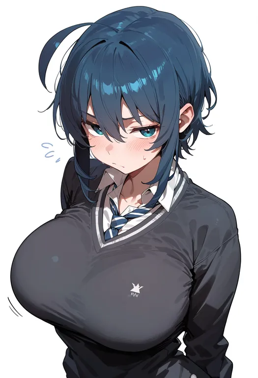 masterpiece, best quality, score_7, safe, okumura rin, solo, upper body, simple background — by k3scat, made with ComfyUI