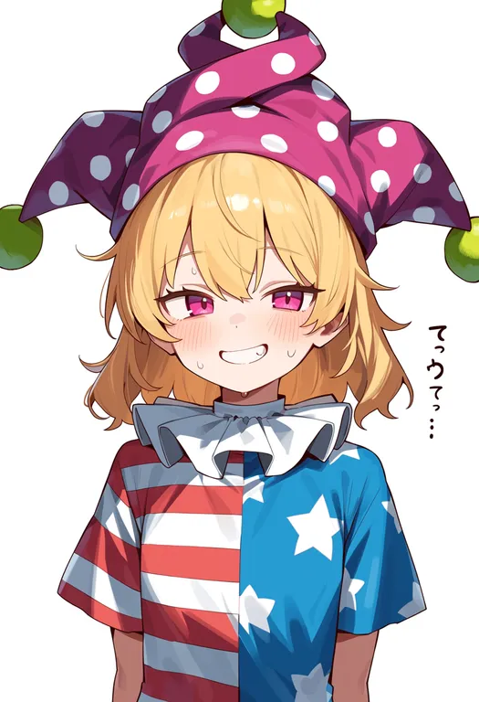 masterpiece, best quality, score_7, safe, clownpiece, touhou, solo, upper body, simple background — by k3scat, made with ComfyUI