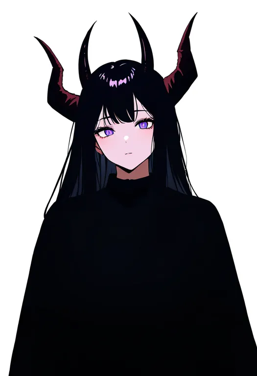 masterpiece, best quality, newest, absurdres, highres, safe, multiple_horns, 1girl, solo, simple_background — by k3scat, made with ComfyUI