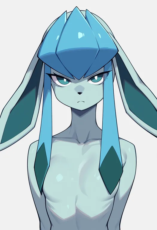 masterpiece, best quality, score_7, safe, glaceon, solo, upper body, simple background — by k3scat, made with ComfyUI