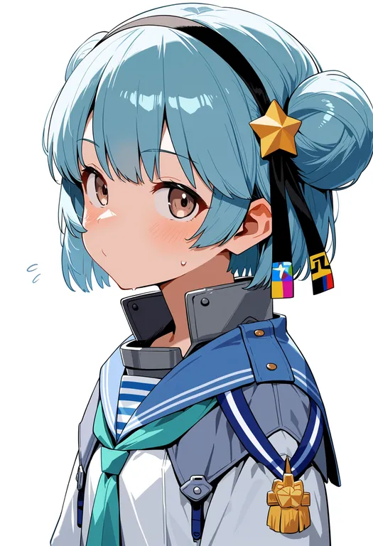 masterpiece, best quality, score_7, safe, samuel b. roberts (kancolle), solo, upper body, simple background — by k3scat, made with ComfyUI