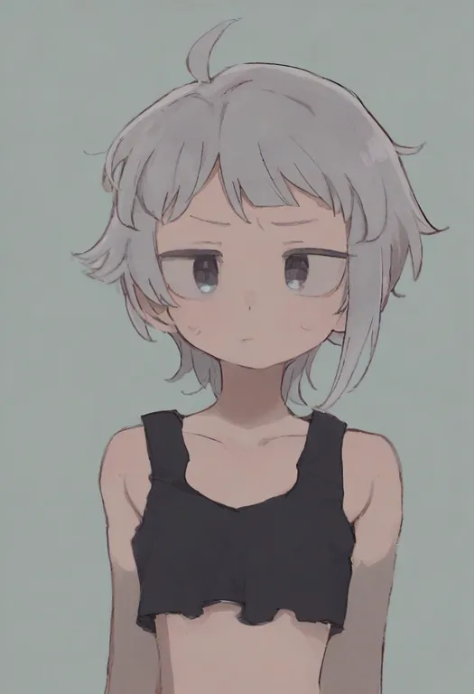 masterpiece, best quality, general, black tank top, 1girl, solo, simple background — by k3scat, made with ComfyUI