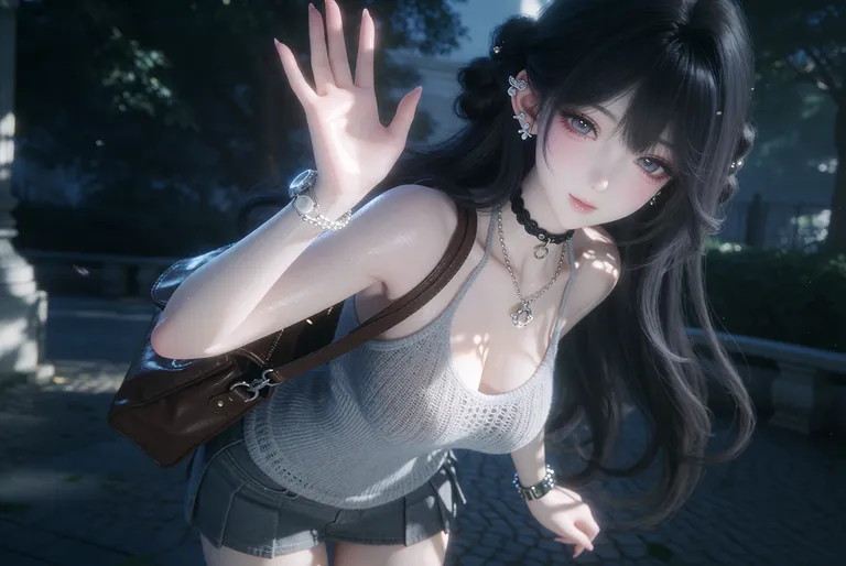 zidiusArt, --preview，wdlc48, Ani2rel, wdljql, 整体氛围自然松弛慵懒又随性, 烘托女生主体, 照片感染力, 最高等级画质, 美颜全开, 强烈阳光照在上身, 黑长发, 露双肩身材完美, 背着小包包, — by 天才美少女, made with ComfyUI