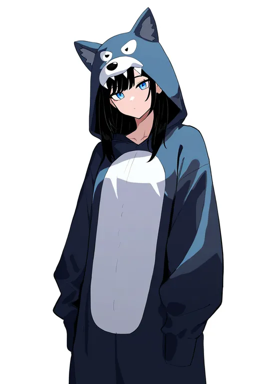 masterpiece, best quality, newest, absurdres, highres, safe, wolf_costume, 1girl, solo, simple_background — by k3scat, made with ComfyUI