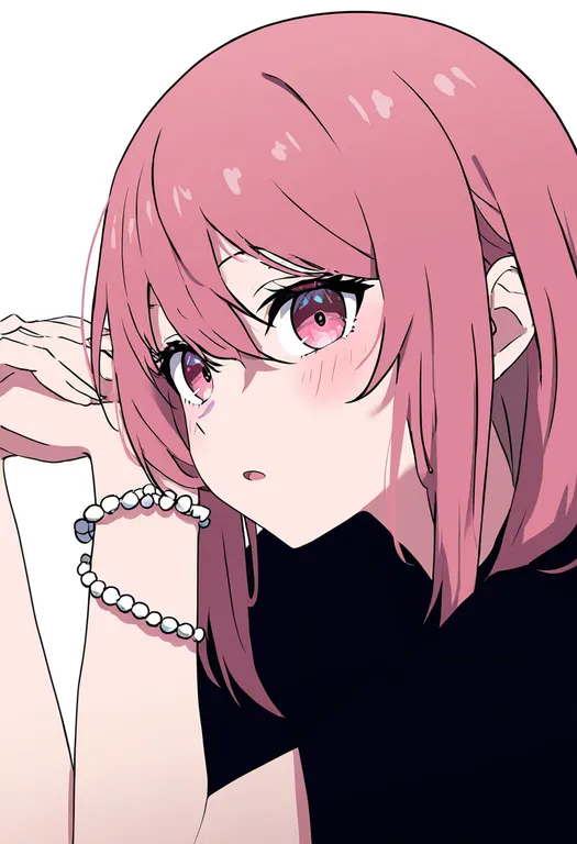 masterpiece, best quality, newest, absurdres, highres, safe, pearl_bracelet, 1girl, solo, simple_background — by k3scat, made with ComfyUI