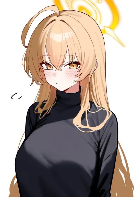 masterpiece, best quality, newest, absurdres, highres, safe, yellow_halo, 1girl, solo, simple_background — by k3scat, made with ComfyUI
