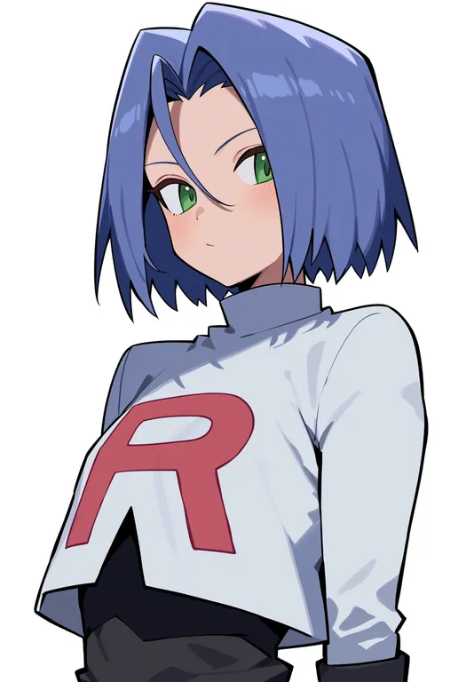 masterpiece, best quality, score_7, safe, james (pokemon), pokemon, solo, upper body, simple background — by k3scat, made with ComfyUI