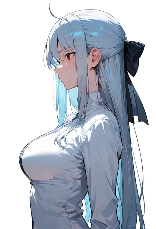 masterpiece, best quality, score_7, safe, white len (tsukihime), tsukihime, solo, upper body, simple background — by k3scat, made with ComfyUI