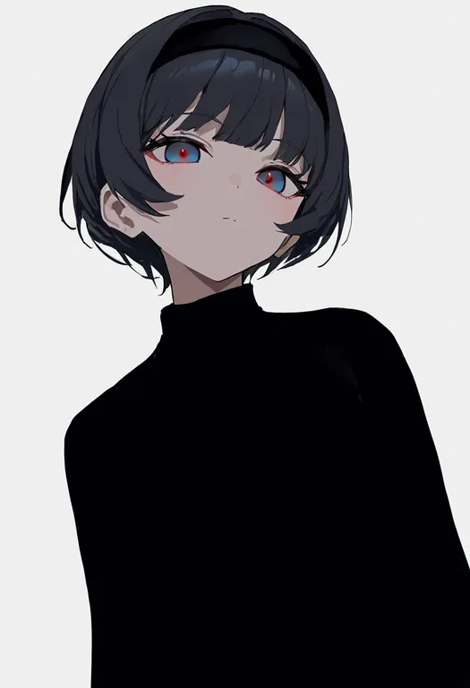 masterpiece, best quality, newest, absurdres, highres, safe, black_headband, 1girl, solo, simple_background — by k3scat, made with ComfyUI