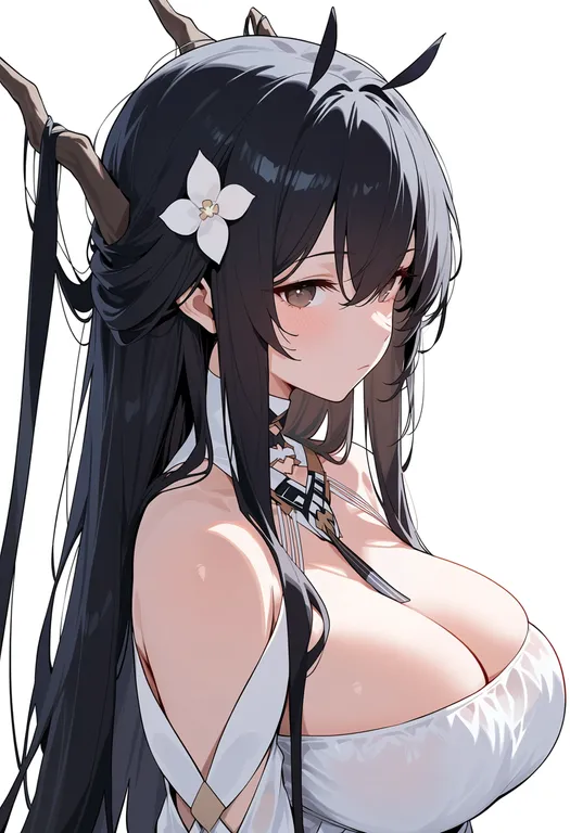 masterpiece, best quality, score_7, safe, indomitable (azur lane), azur lane, solo, upper body, simple background — by k3scat, made with ComfyUI