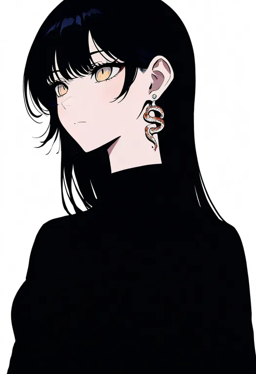 masterpiece, best quality, newest, absurdres, highres, safe, snake_earrings, 1girl, solo, simple_background — by k3scat, made with ComfyUI
