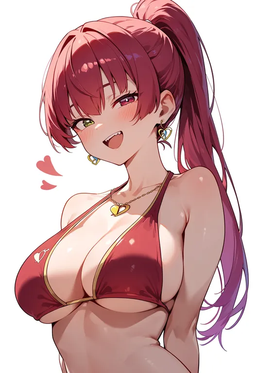 masterpiece, best quality, score_7, safe, houshou marine (summer), solo, upper body, simple background — by k3scat, made with ComfyUI