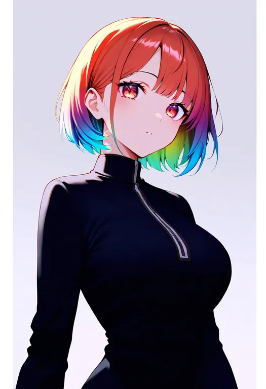 masterpiece, best quality, newest, absurdres, highres, safe, rainbow_gradient, 1girl, solo, simple_background — by k3scat, made with ComfyUI