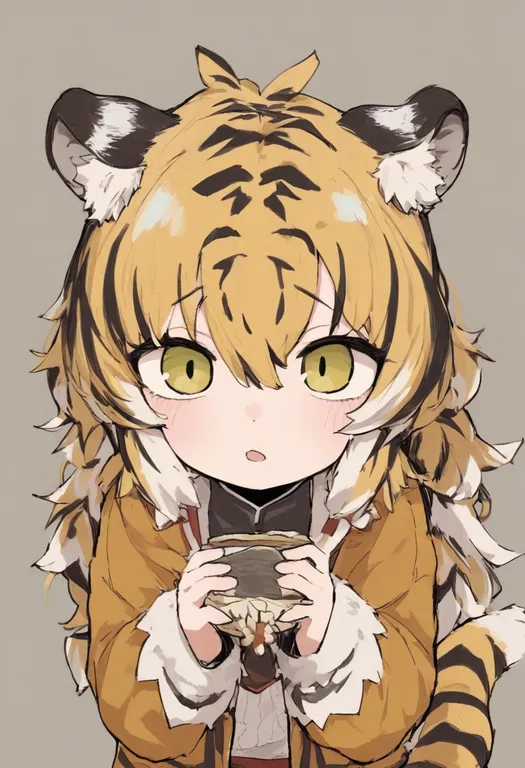 masterpiece, best quality, general, tiger tail, 1girl, solo, simple background — by k3scat, made with ComfyUI