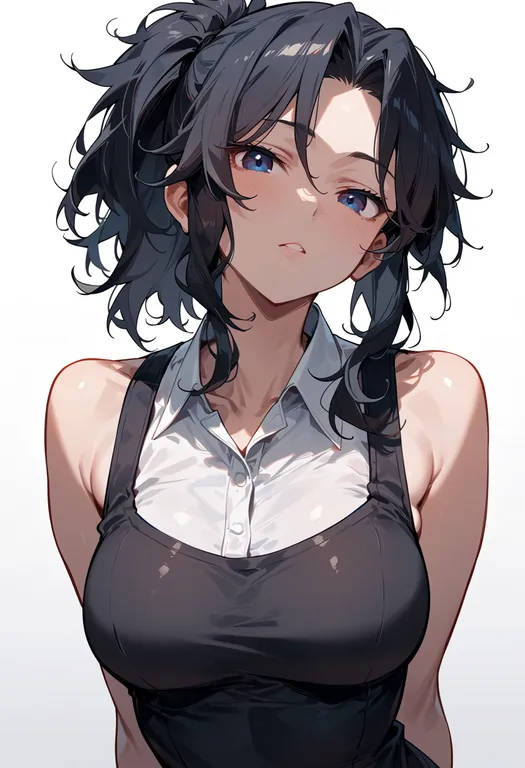 masterpiece, best quality, score_7, safe, okada izou (fate), solo, upper body, simple background — by k3scat, made with ComfyUI