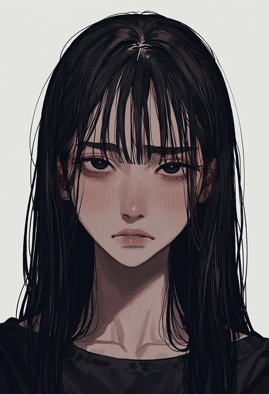 masterpiece, best quality, score_7, safe, despair, 1girl, solo, portrait, simple background — by k3scat, made with ComfyUI