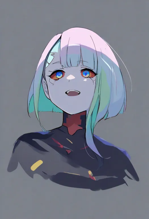 masterpiece, best quality, general, cyberpunk: edgerunners, solo, simple background — by k3scat, made with ComfyUI