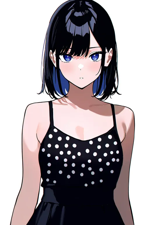 masterpiece, best quality, newest, absurdres, highres, safe, polka_dot_bra, 1girl, solo, simple_background — by k3scat, made with ComfyUI