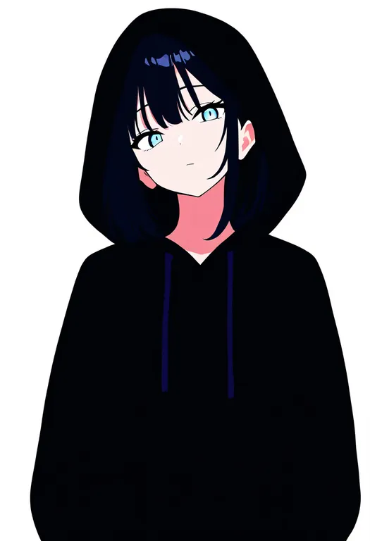 masterpiece, best quality, newest, absurdres, highres, safe, black_hoodie, 1girl, solo, simple_background — by k3scat, made with ComfyUI