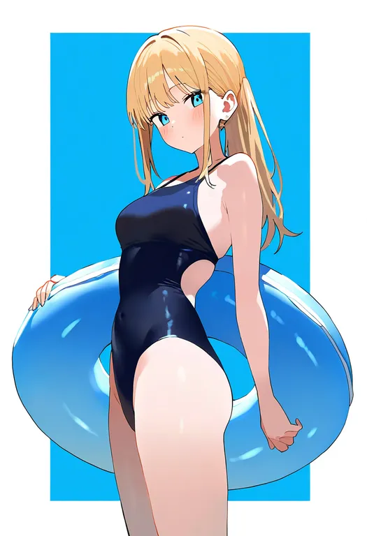 masterpiece, best quality, newest, absurdres, highres, safe, swim_ring, 1girl, solo, simple_background — by k3scat, made with ComfyUI