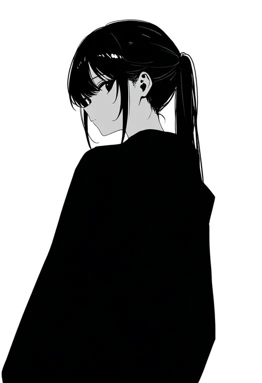 masterpiece, best quality, newest, absurdres, highres, safe, ponytail, 1girl, solo, simple_background — by k3scat, made with ComfyUI