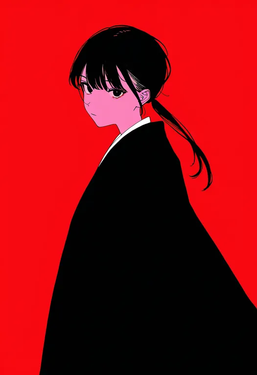 masterpiece, best quality, newest, absurdres, highres, safe, red_haori, 1girl, solo, simple_background — by k3scat, made with ComfyUI