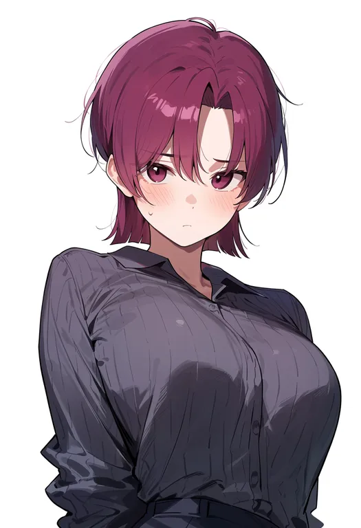 masterpiece, best quality, score_7, safe, bazett fraga mcremitz, solo, upper body, simple background — by k3scat, made with ComfyUI