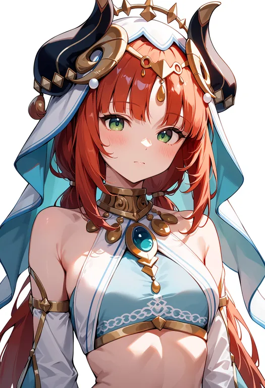 masterpiece, best quality, score_7, safe, nilou (genshin impact), genshin impact, solo, upper body, simple background — by k3scat, made with ComfyUI