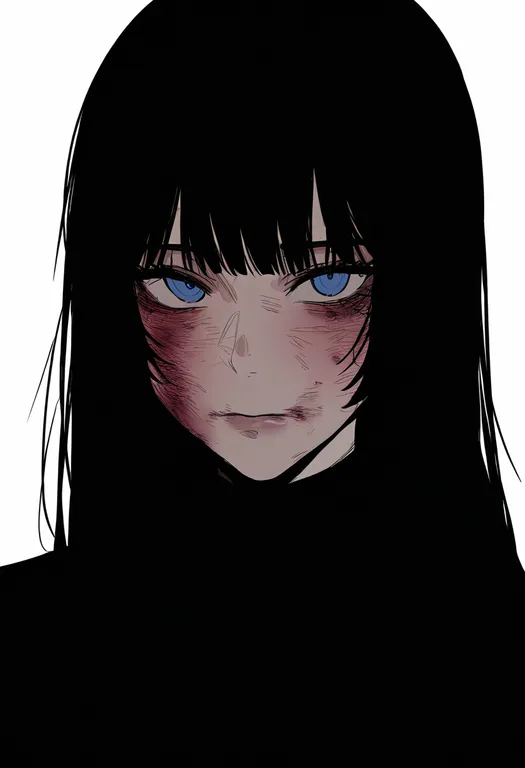 masterpiece, best quality, newest, absurdres, highres, safe, bruise_on_face, 1girl, solo, simple_background — by k3scat, made with ComfyUI