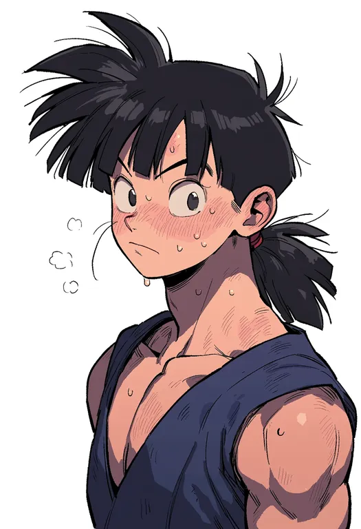 masterpiece, best quality, score_7, safe, son gohan, solo, upper body, simple background — by k3scat, made with ComfyUI