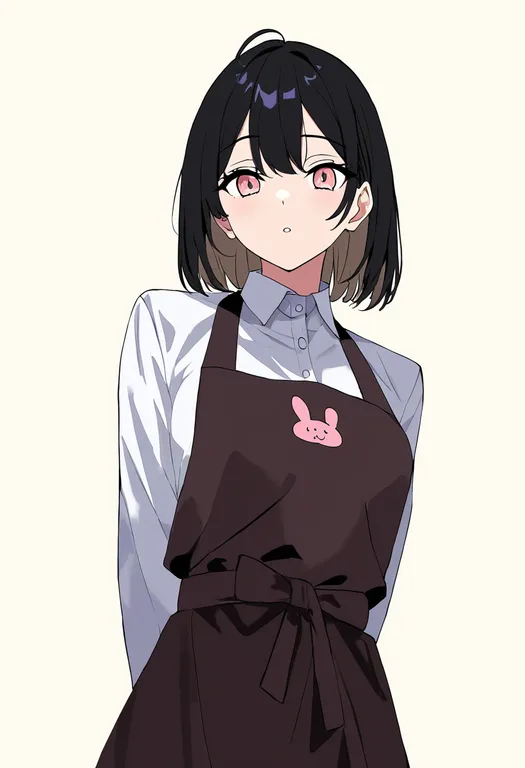 masterpiece, best quality, newest, absurdres, highres, safe, print_apron, 1girl, solo, simple_background — by k3scat, made with ComfyUI