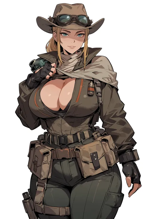 masterpiece, best quality, score_7, safe, fallout: new vegas, solo, simple background — by k3scat, made with ComfyUI