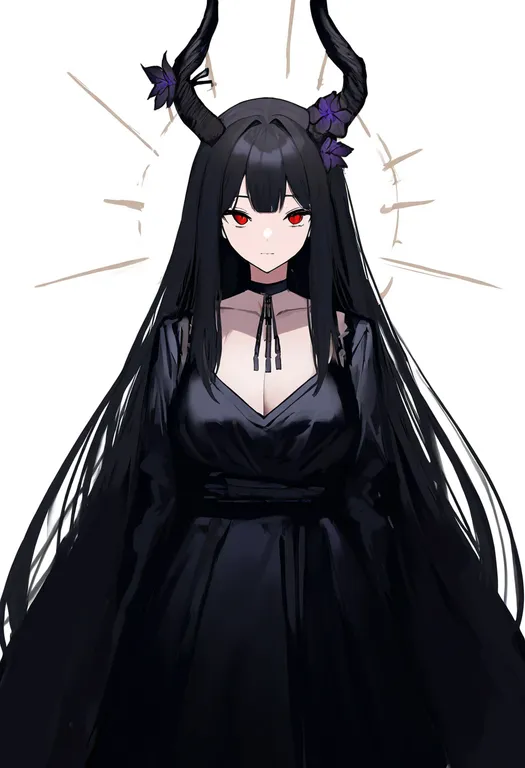masterpiece, best quality, newest, absurdres, highres, safe, horn_flower, 1girl, solo, simple_background — by k3scat, made with ComfyUI