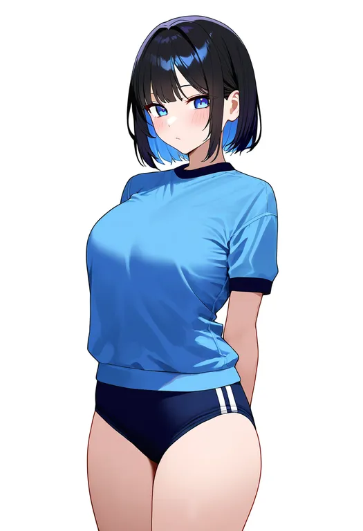 masterpiece, best quality, newest, absurdres, highres, safe, blue_buruma, 1girl, solo, simple_background — by k3scat, made with ComfyUI