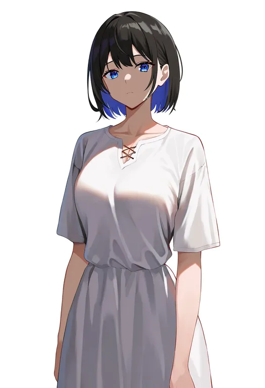 masterpiece, best quality, newest, absurdres, highres, safe, white_tunic, 1girl, solo, simple_background — by k3scat, made with ComfyUI