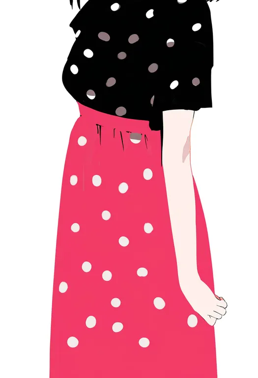 masterpiece, best quality, newest, absurdres, highres, safe, polka_dot_dress, 1girl, solo, simple_background — by k3scat, made with ComfyUI