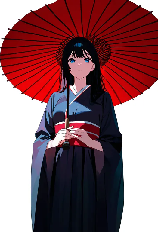masterpiece, best quality, newest, absurdres, highres, safe, oil-paper_umbrella, 1girl, solo, simple_background — by k3scat, made with ComfyUI