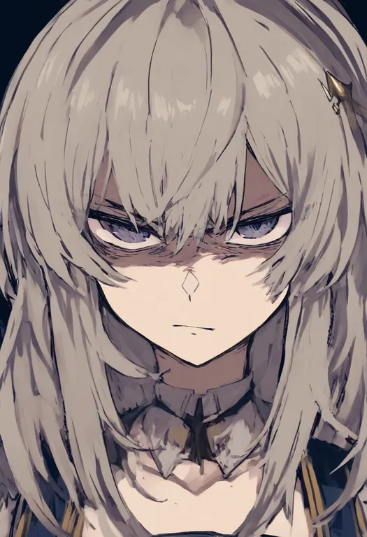 masterpiece, best quality, general, glaring, 1girl, solo, portrait, simple background — by k3scat, made with ComfyUI