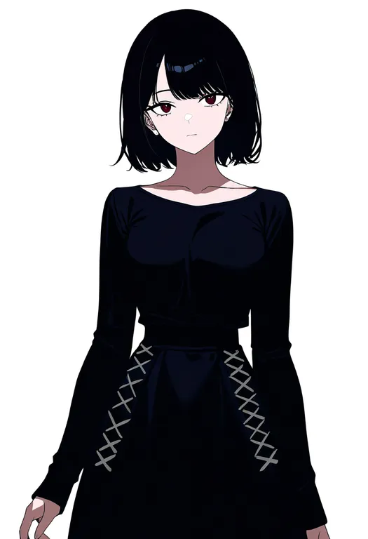 masterpiece, best quality, newest, absurdres, highres, safe, cross-laced_skirt, 1girl, solo, simple_background — by k3scat, made with ComfyUI