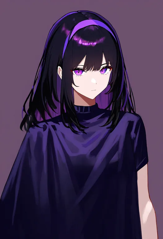 masterpiece, best quality, newest, absurdres, highres, safe, purple_headband, 1girl, solo, simple_background — by k3scat, made with ComfyUI