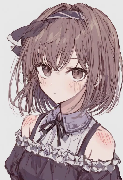 masterpiece, best quality, general, shoulder blush, 1girl, solo, simple background — by k3scat, made with ComfyUI