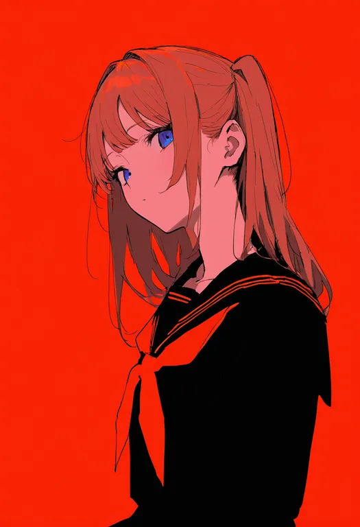masterpiece, best quality, newest, absurdres, highres, safe, orange_ribbon, 1girl, solo, simple_background — by k3scat, made with ComfyUI