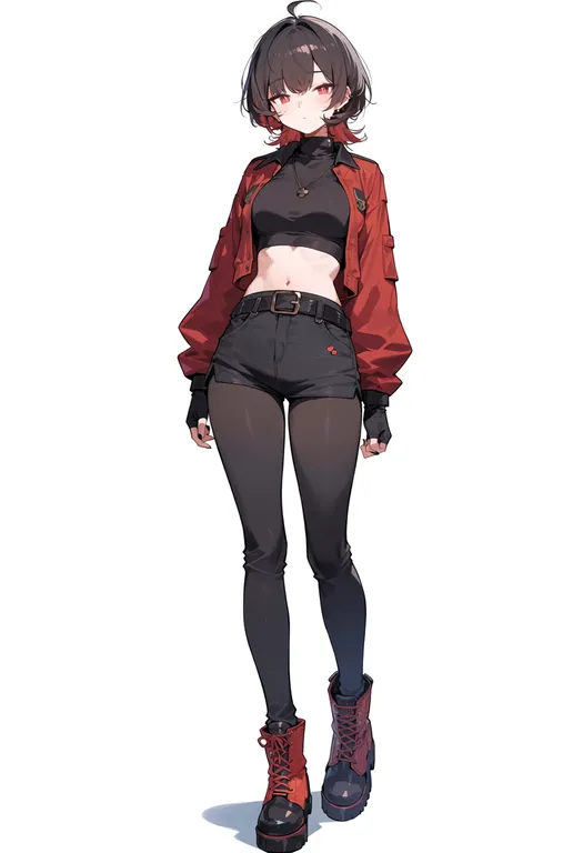 masterpiece, best quality, score_7, safe, two-tone boots, 1girl, solo, simple background — by k3scat, made with ComfyUI