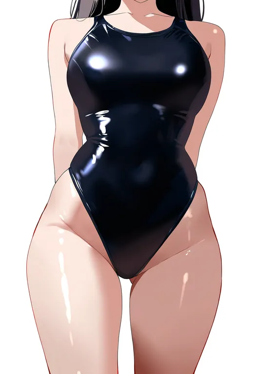 masterpiece, best quality, newest, absurdres, highres, safe, shiny_swimsuit, 1girl, solo, simple_background — by k3scat, made with ComfyUI