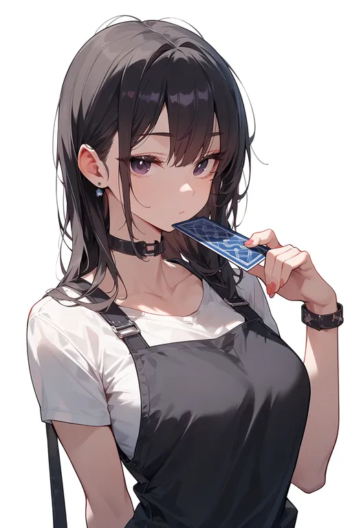 masterpiece, best quality, score_7, safe, karuta (card game), 1girl, solo, upper body, simple background — by k3scat, made with ComfyUI