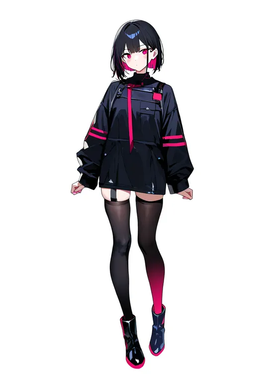 masterpiece, best quality, newest, absurdres, highres, safe, multicolored_boots, 1girl, solo, simple_background — by k3scat, made with ComfyUI