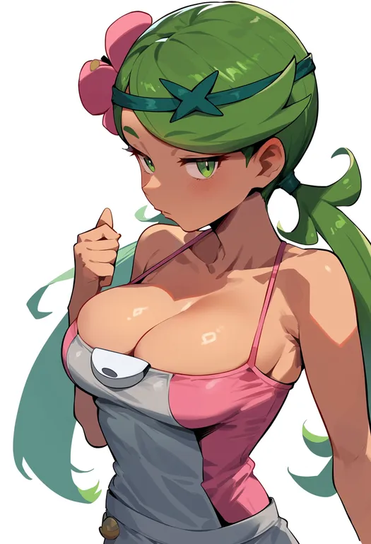 masterpiece, best quality, score_7, safe, mallow (pokemon), pokemon, solo, upper body, simple background — by k3scat, made with ComfyUI
