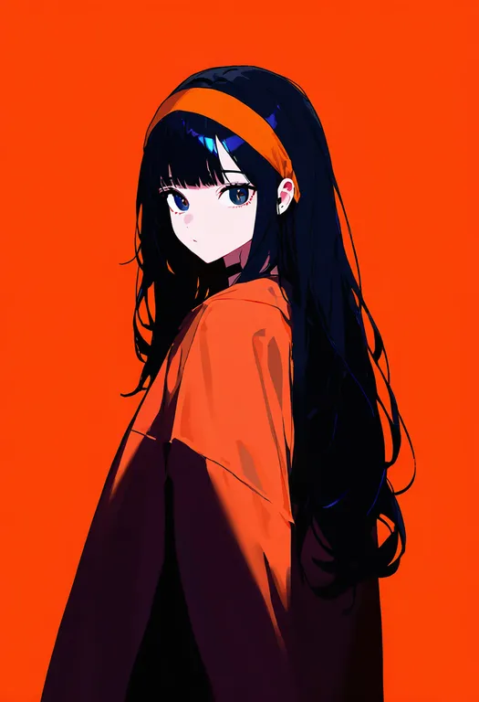 masterpiece, best quality, newest, absurdres, highres, safe, orange_headband, 1girl, solo, simple_background — by k3scat, made with ComfyUI